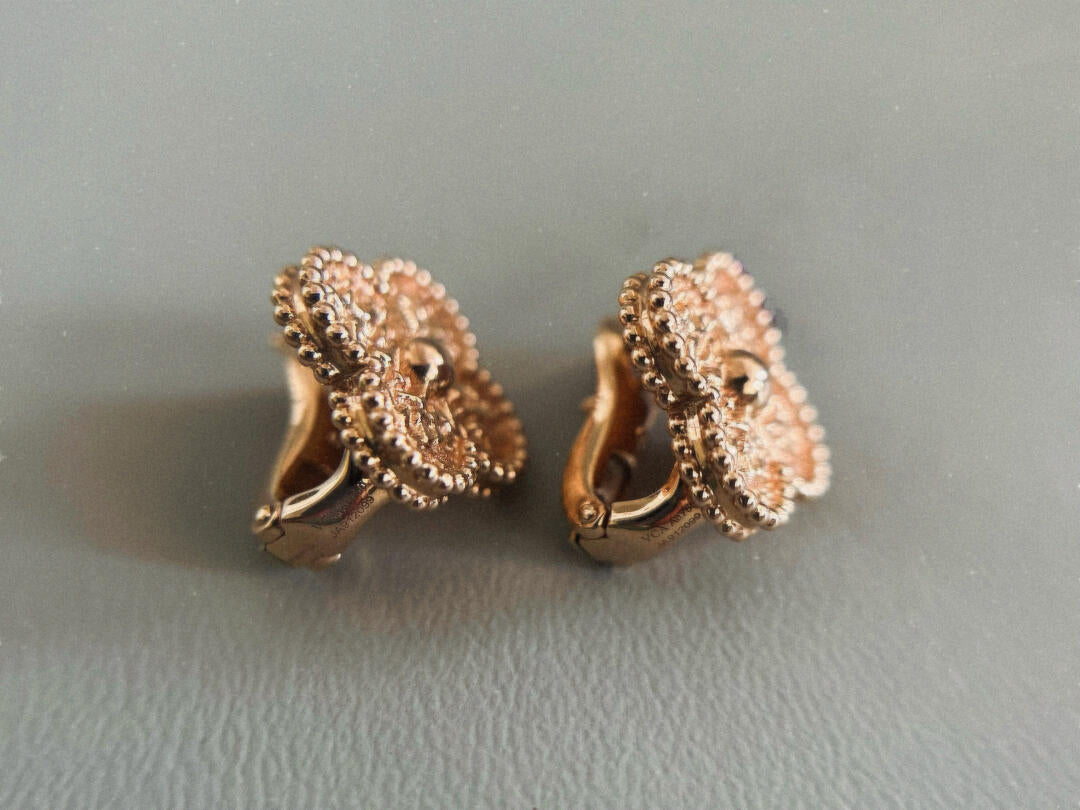 [✨Rose💎] BOUCLES D'OREILLES ŒIL DE TIGRE MOYENNES À 1 MOTIF CLOVER