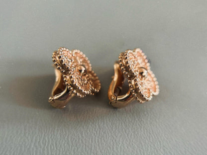 [✨Rose💎] BOUCLES D'OREILLES ŒIL DE TIGRE MOYENNES À 1 MOTIF CLOVER
