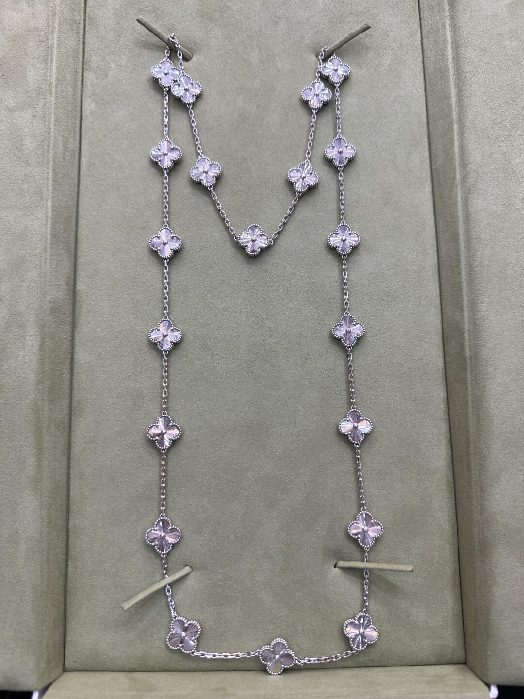 [✨Rose💎]TRÈFLE 20 MOTIFS ONYX DIAMANT ARGENT