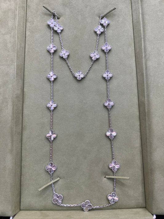 [✨Rose💎]TRÈFLE 20 MOTIFS ONYX DIAMANT ARGENT