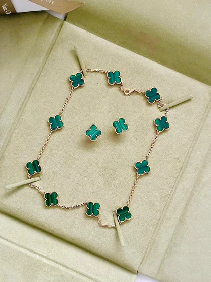 [✨Rose💎] COLLIER TRÈFLE 10 MOTIFS ONYX