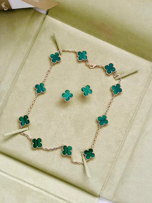 [✨Rose💎] COLLIER TRÈFLE 10 MOTIFS ONYX