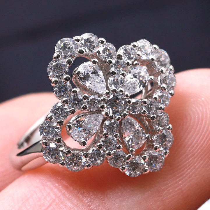 [✨Rose💎]BAGUE BOUCLE MOTIF COMPLET DIAMANT 16MM ARGENT