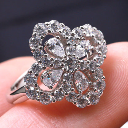 [✨Rose💎]BAGUE BOUCLE MOTIF COMPLET DIAMANT 16MM ARGENT