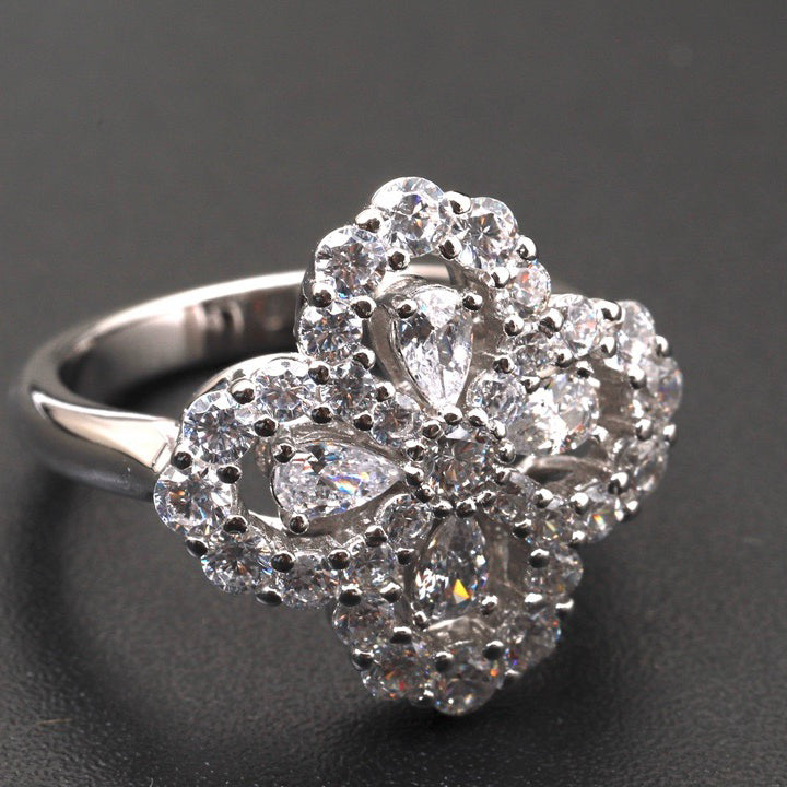 [✨Rose💎]BAGUE BOUCLE MOTIF COMPLET DIAMANT 16MM ARGENT