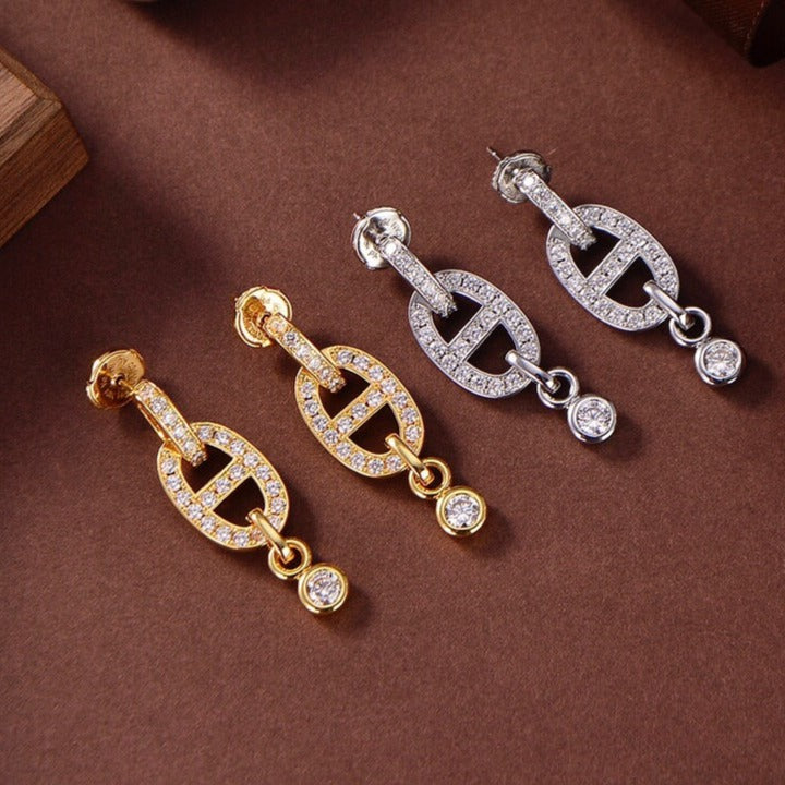 [✨Rose💎]Boucles d'oreilles HM Chaine Diamant