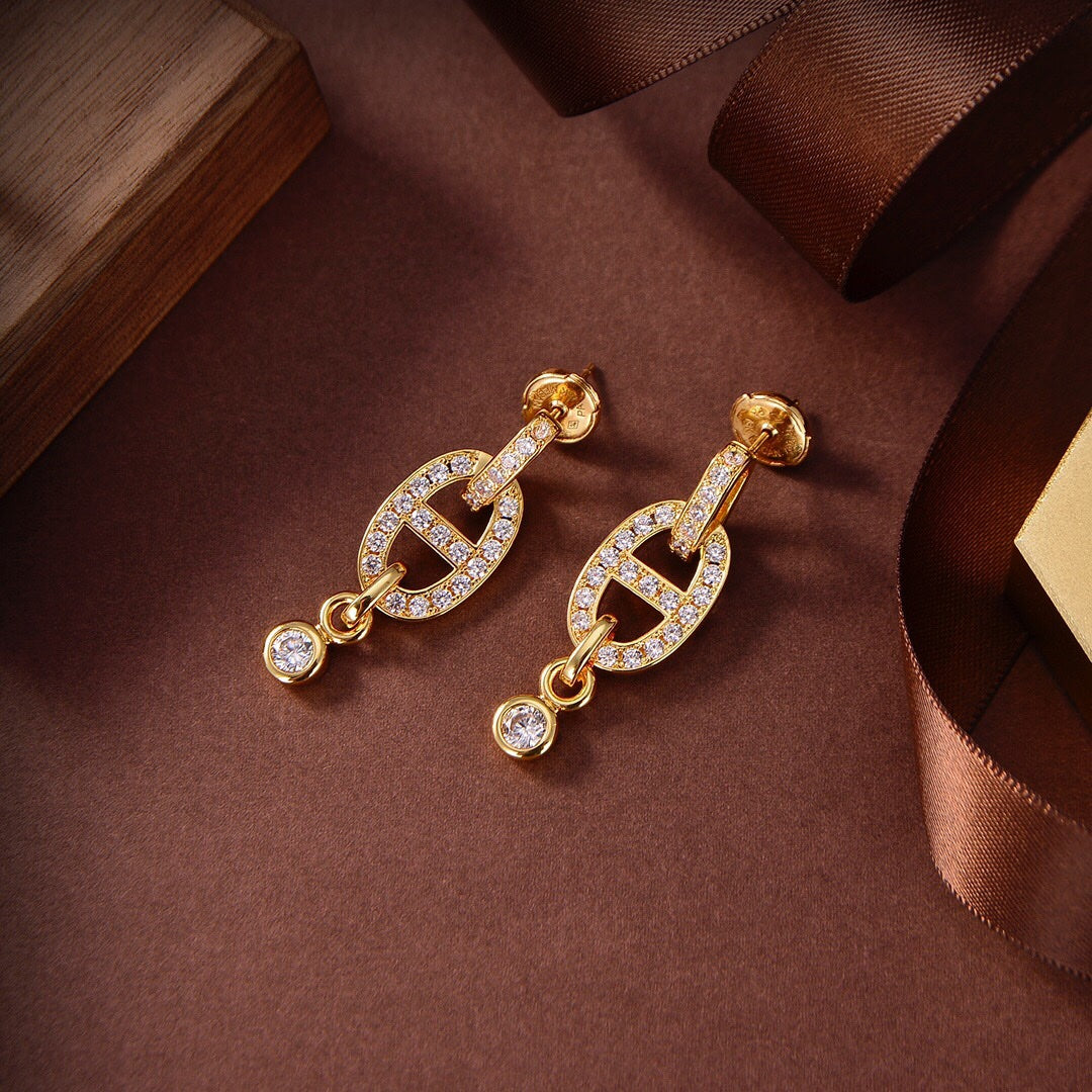 [✨Rose💎]Boucles d'oreilles HM Chaine Diamant