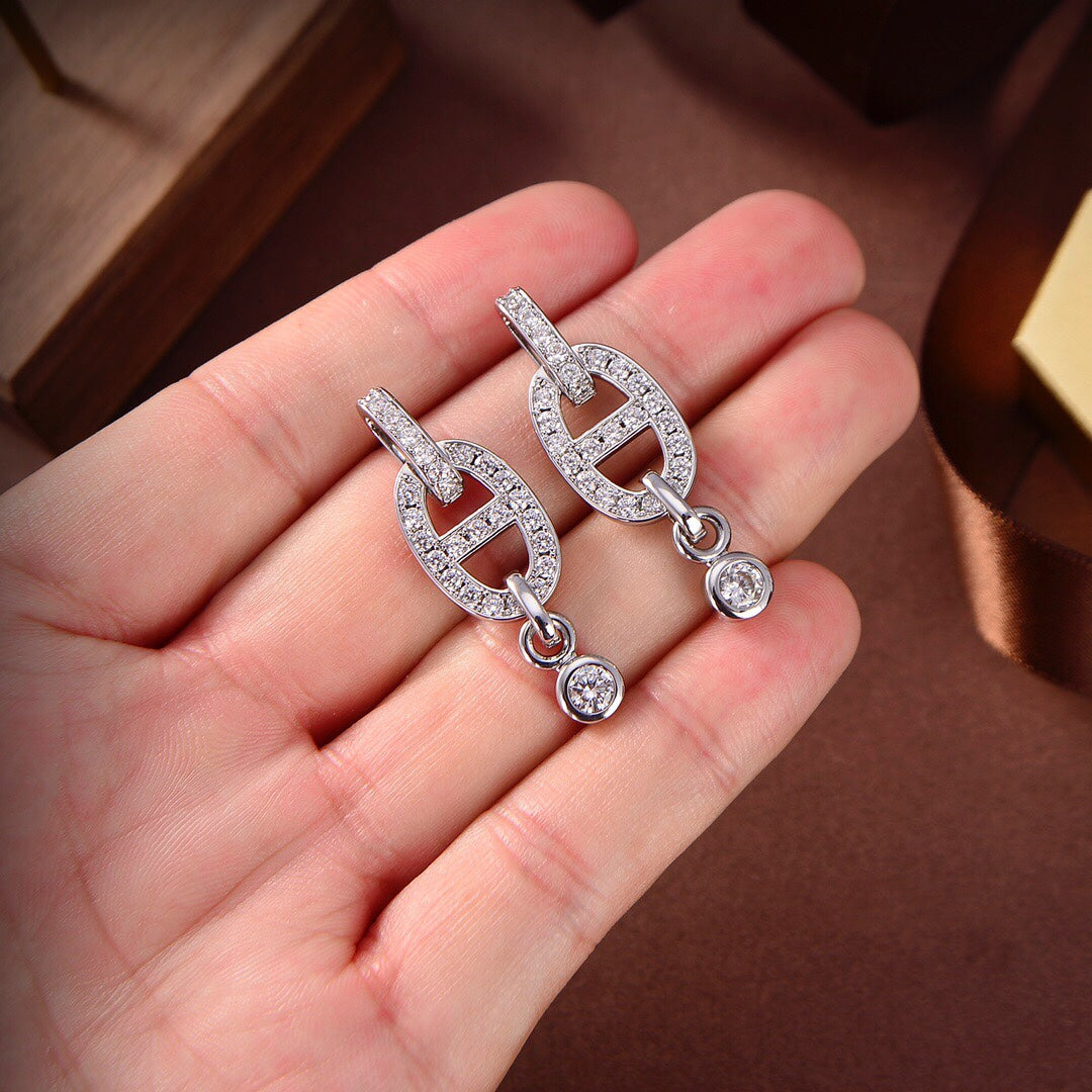 [✨Rose💎]Boucles d'oreilles HM Chaine Diamant