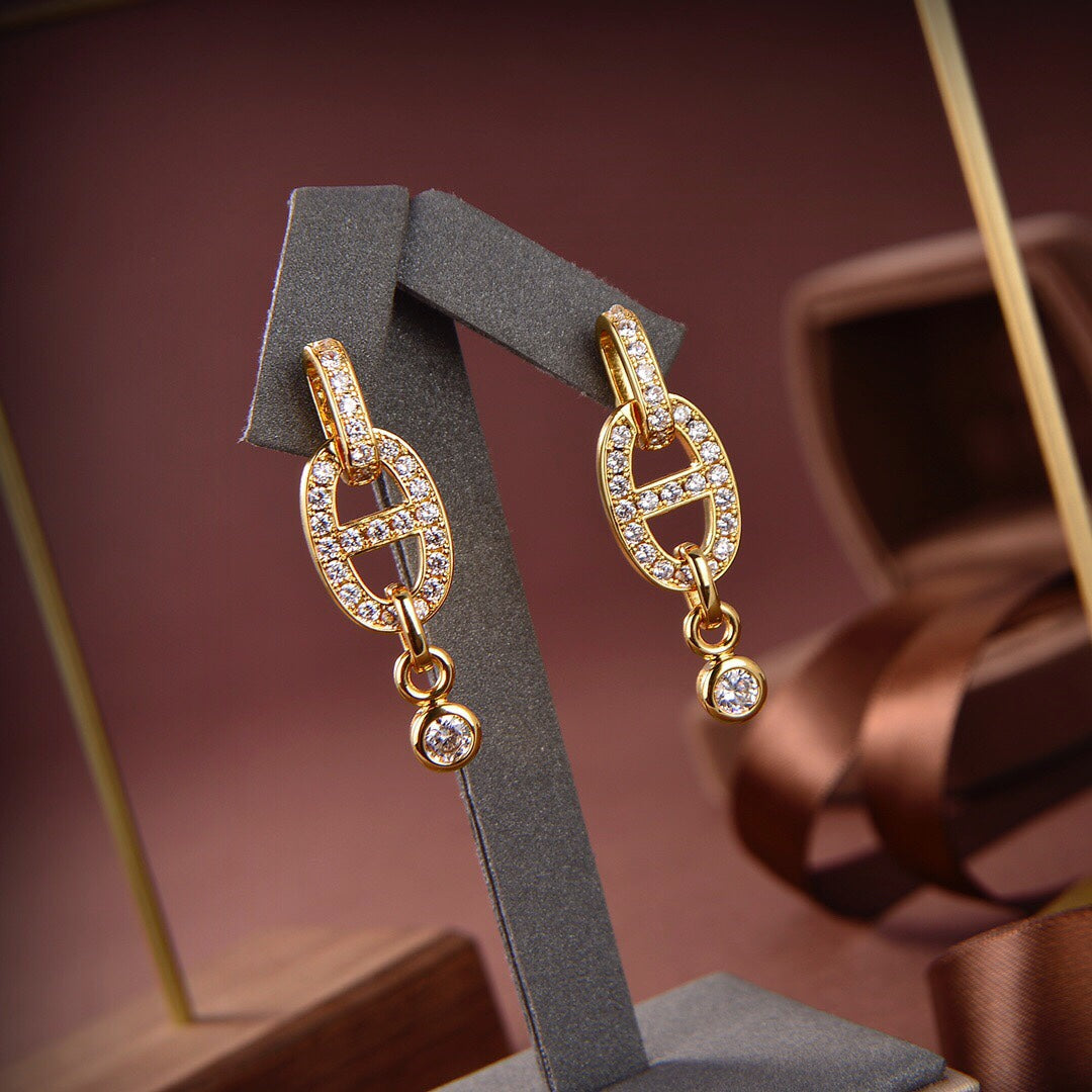 [✨Rose💎]Boucles d'oreilles HM Chaine Diamant