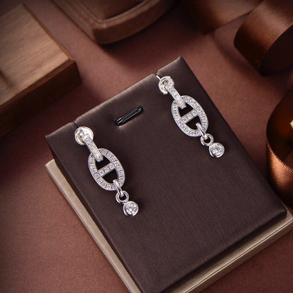 [✨Rose💎]Boucles d'oreilles HM Chaine Diamant