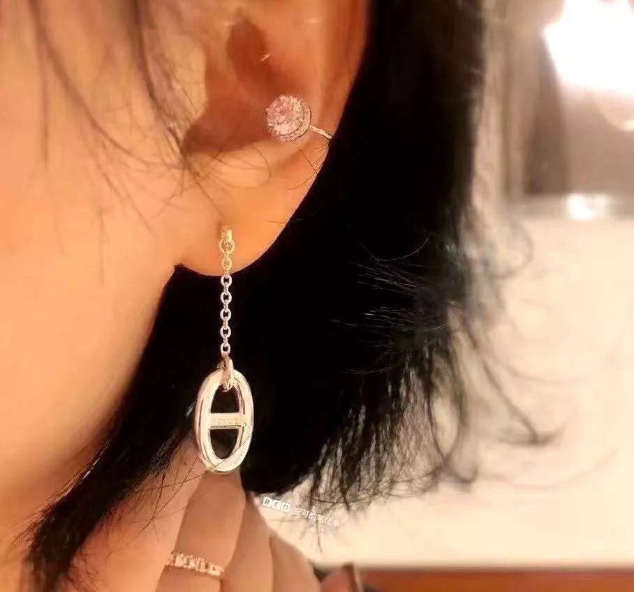 [✨Rose💎]BOUCLES D'OREILLES À POMPON CHAÎNE
