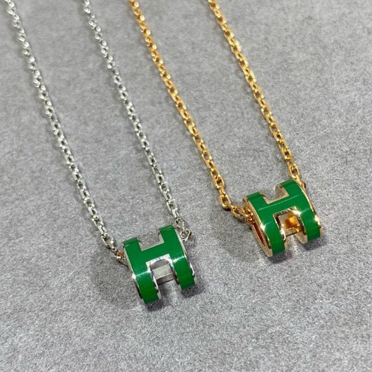 [✨Rose💎]COLLIER POP H VERT ARGENT ET OR
