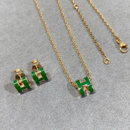 [✨Rose💎]COLLIER POP H VERT ARGENT ET OR