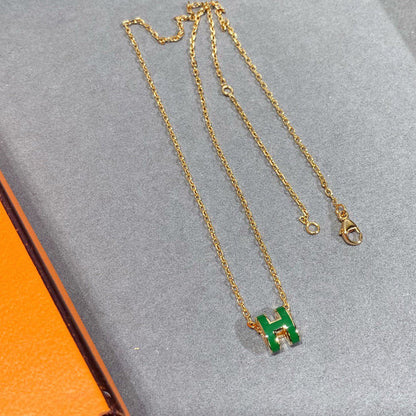 [✨Rose💎]COLLIER POP H VERT ARGENT ET OR