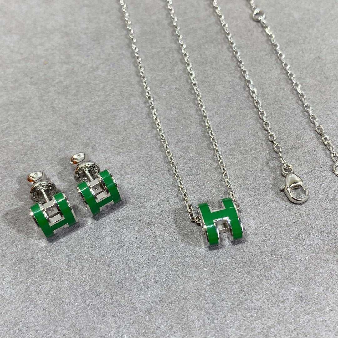 [✨Rose💎]COLLIER POP H VERT ARGENT ET OR