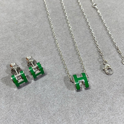 [✨Rose💎]COLLIER POP H VERT ARGENT ET OR