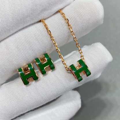 [✨Rose💎]COLLIER POP H VERT ARGENT ET OR