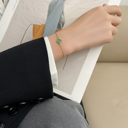 [✨Rose💎]BRACELET TRÈFLE MALACHITE 1 MOTIF