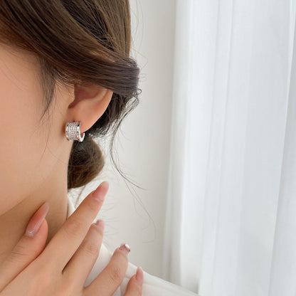 [✨Rose💎]Boucles d'oreilles pavées de diamants ZERO 1