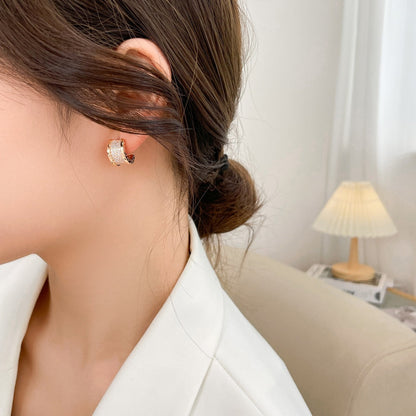 [✨Rose💎]Boucles d'oreilles pavées de diamants ZERO 1