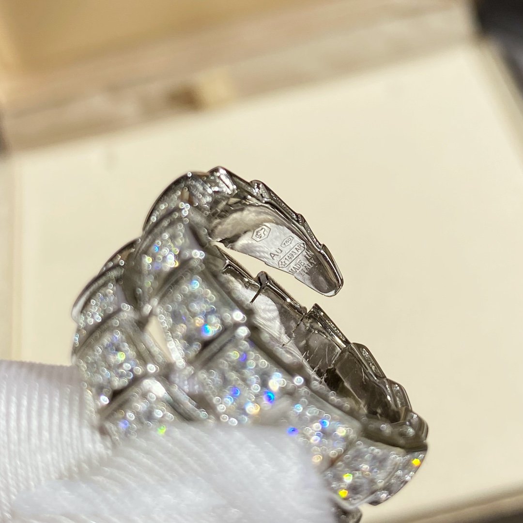 [✨Rose💎]BAGUE DOUBLE SERPENTI ARGENT PAVÉ DIAMANTS