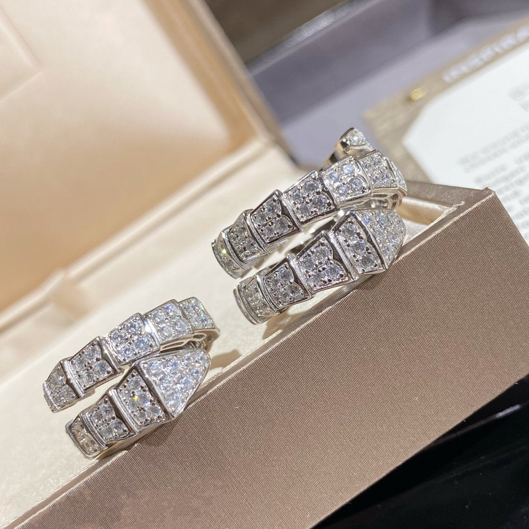 [✨Rose💎]BAGUE DOUBLE SERPENTI ARGENT PAVÉ DIAMANTS