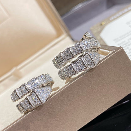 [✨Rose💎]BAGUE DOUBLE SERPENTI ARGENT PAVÉ DIAMANTS