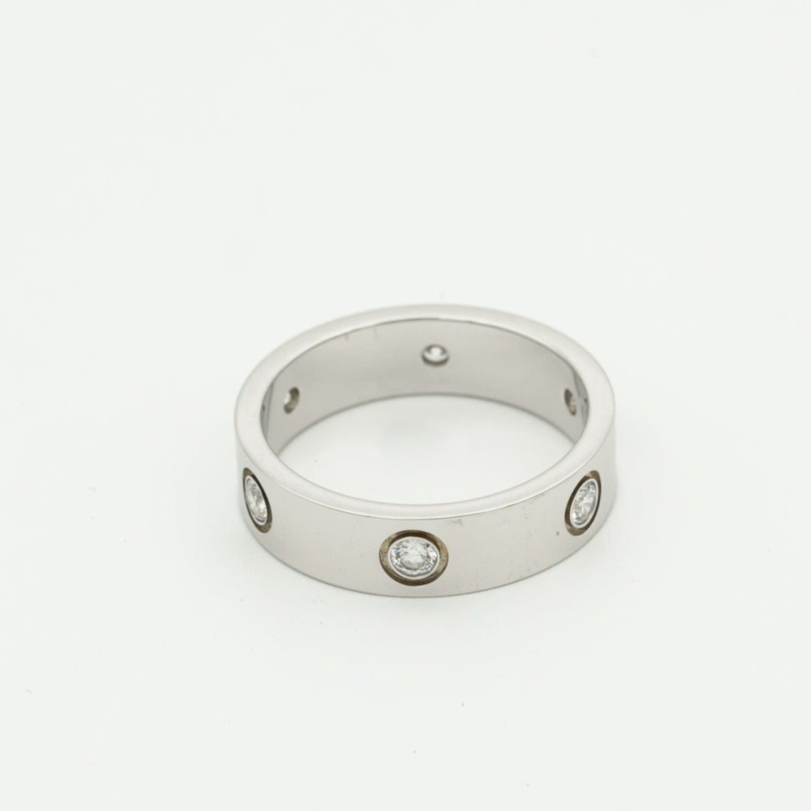 [✨Rose💎]BAGUE D'AMOUR 5,5MM 6 DIAMANTS ARGENT