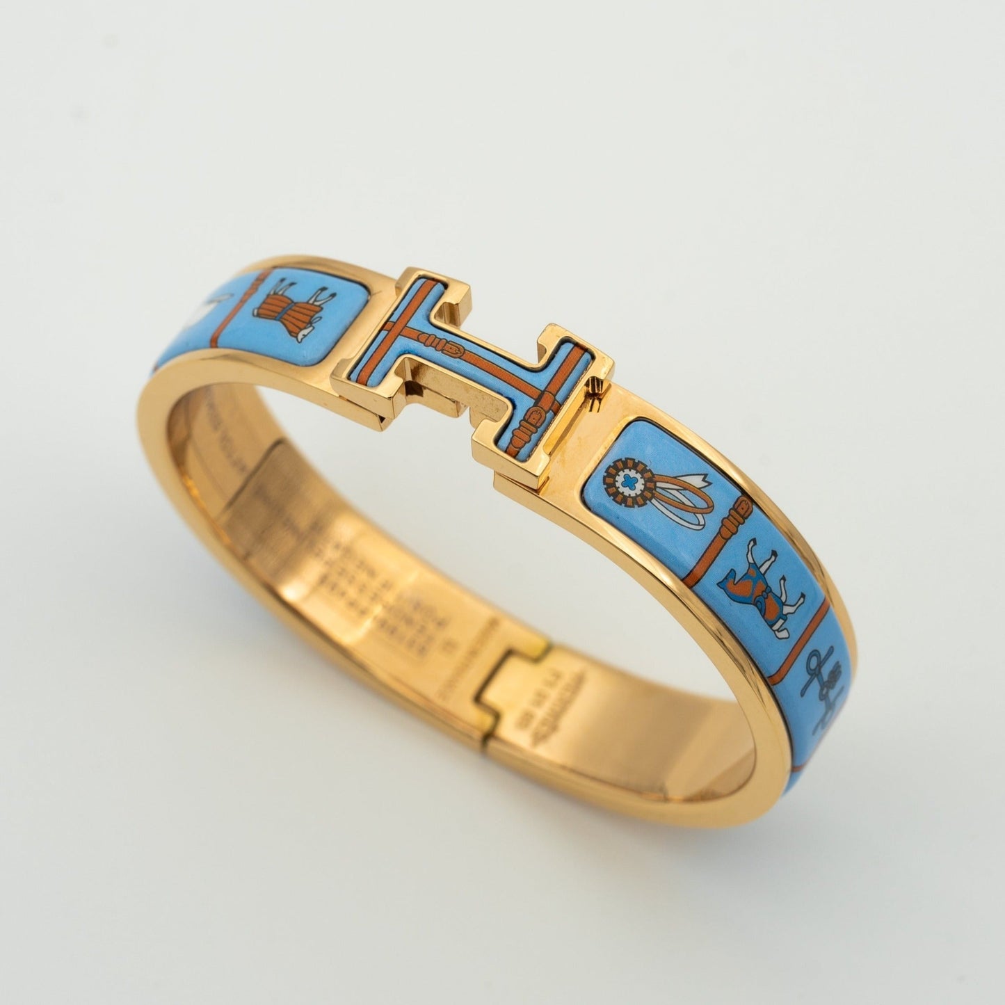 [✨Rose💎]H BRACELET OR ROSE CÉRAMIQUE BLEUE