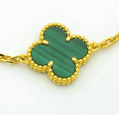 [✨Rose💎]BRACELET TRÈFLE 5 MOTIF MALACHITE DIAMANT