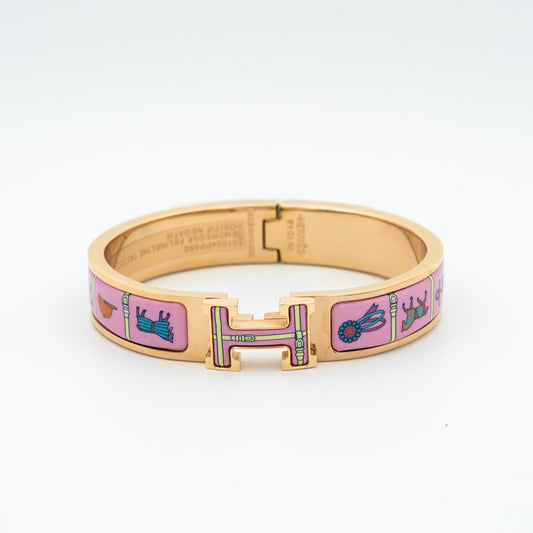 [✨Rose💎]H BRACELET OR ROSE CÉRAMIQUE ROSE