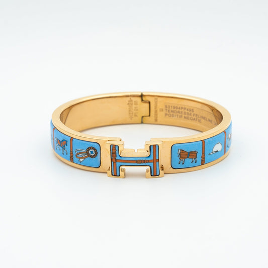 [✨Rose💎]H BRACELET OR ROSE CÉRAMIQUE BLEUE