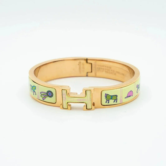 [✨Rose💎]H BRACELET OR ROSE CÉRAMIQUE CRÈME