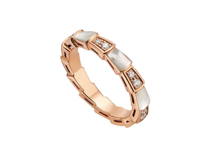 [✨Rose💎]BAGUE SERPENTI OR ROSE DIAMANT NACRE 3MM