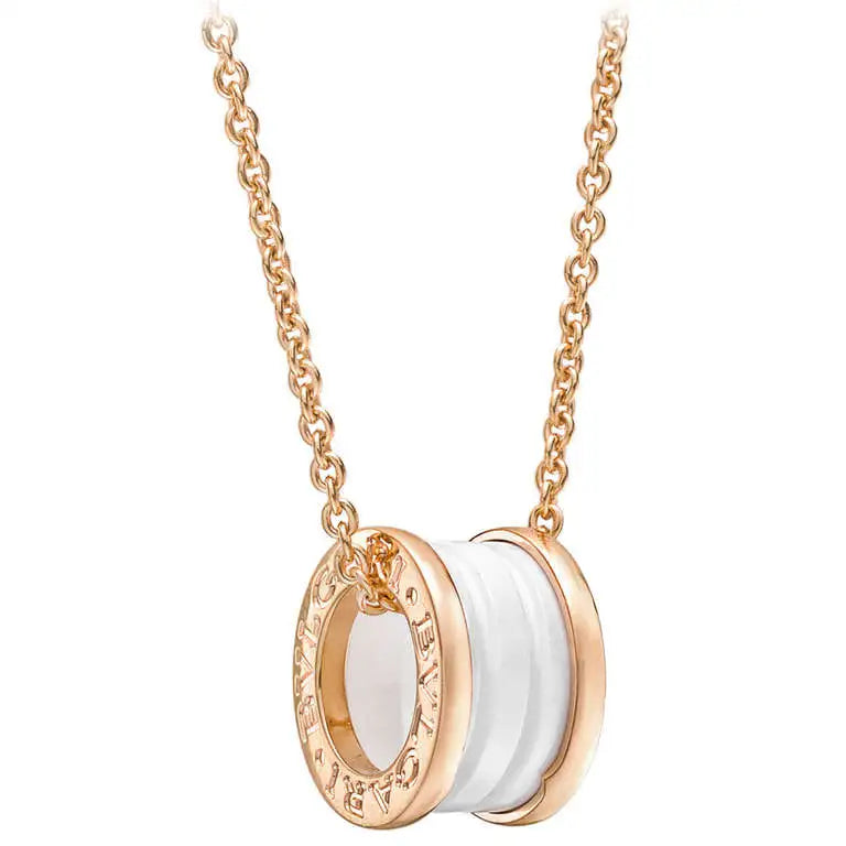 [✨Rose💎] COLLIER ZÉRO 1 EN CÉRAMIQUE BLANCHE, OR ROSE ET DIAMANTS