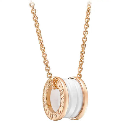[✨Rose💎] COLLIER ZÉRO 1 EN CÉRAMIQUE BLANCHE, OR ROSE ET DIAMANTS