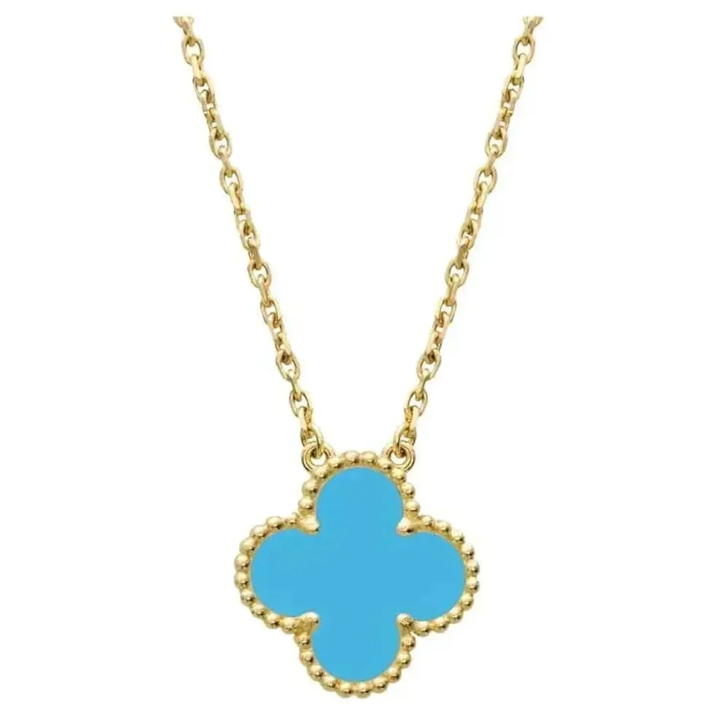 [✨Rose💎] COLLIER TRÈFLE 15 MM TURQUOISE VINTAGE