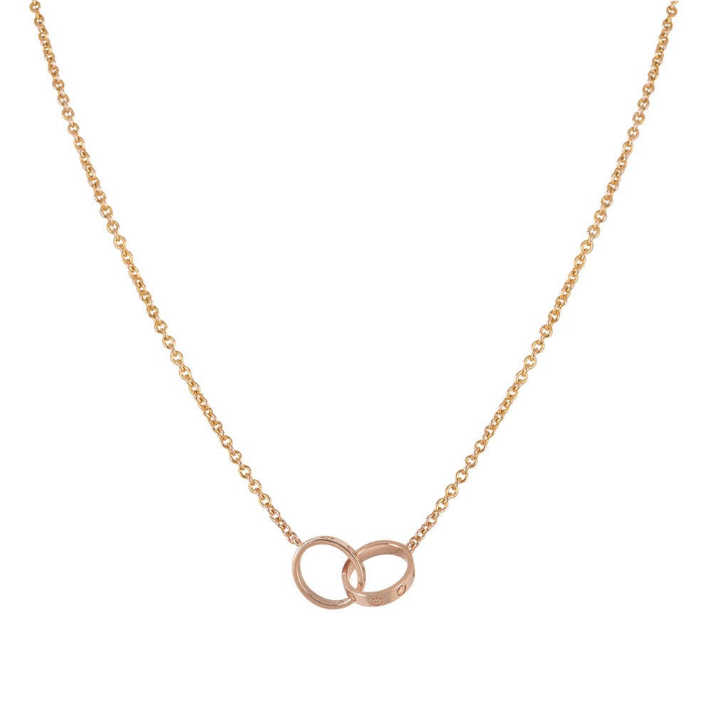 [✨Rose💎] COLLIER D'AMOUR DOUBLE ANNEAU OR ROSE 