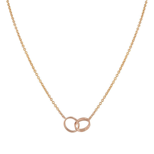 [✨Rose💎] COLLIER D'AMOUR DOUBLE ANNEAU OR ROSE 