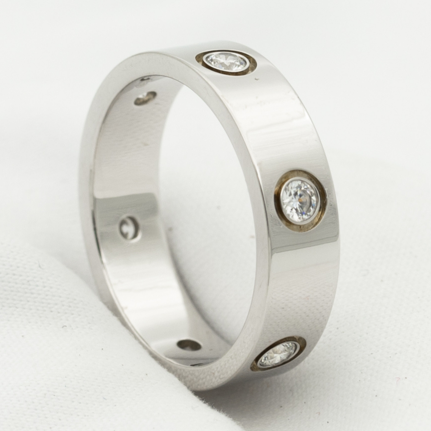 [✨Rose💎]BAGUE D'AMOUR 5,5MM 6 DIAMANTS ARGENT