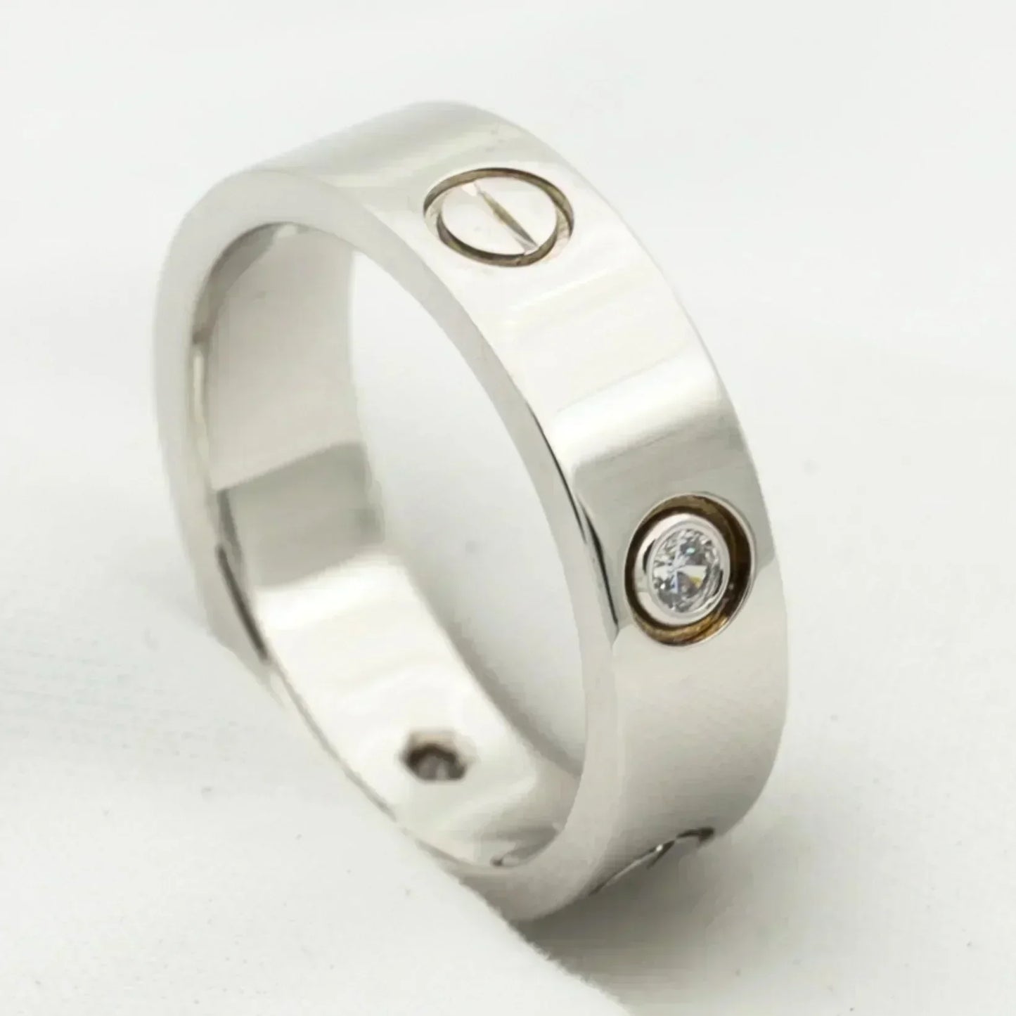 [✨Rose💎] BAGUE D'AMOUR 5,5 MM 3 DIAMANTS ARGENT