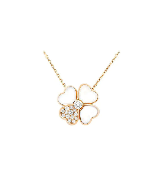 [✨Rose💎] COLLIER EN OR ROSE ET DIAMANTS CLOVER