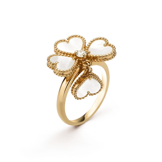 [✨Rose💎]SWEET CLOVER WHITE MOP RING