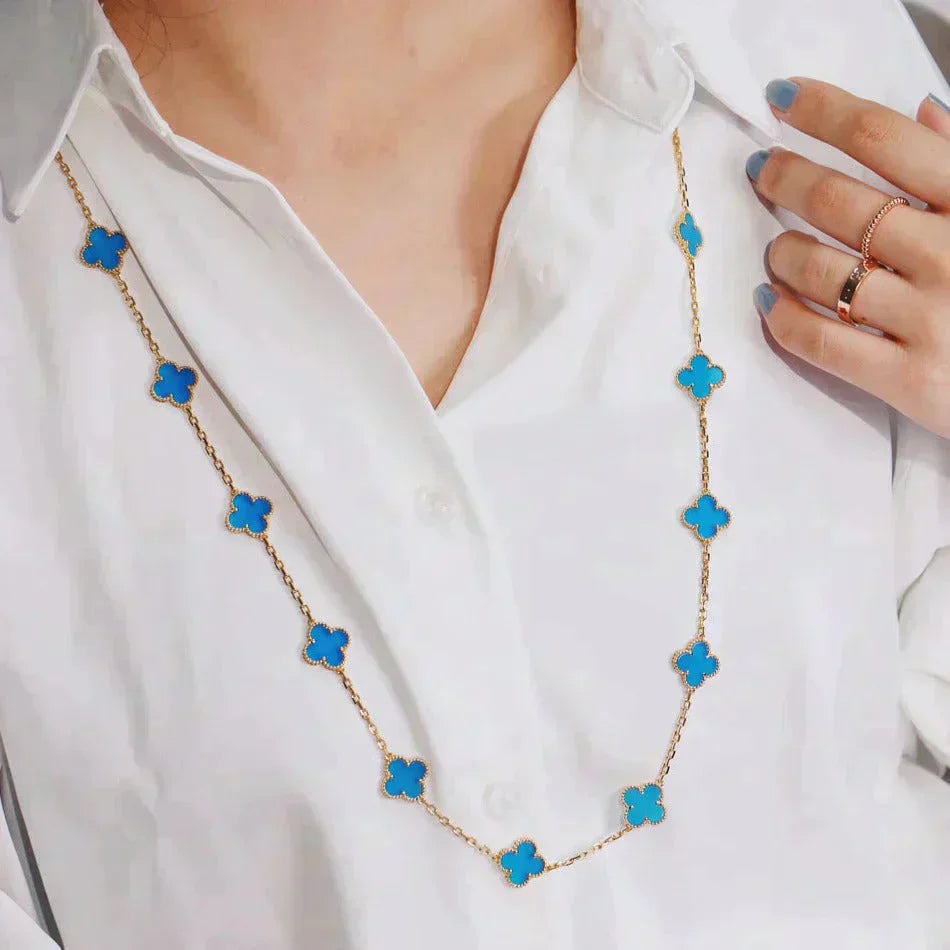 [✨Rose💎]TRÈFLE 20 MOTIFS TURQUOISE OR
