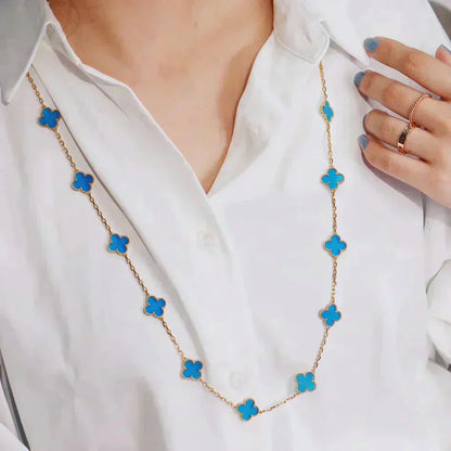 [✨Rose💎]TRÈFLE 20 MOTIFS TURQUOISE OR