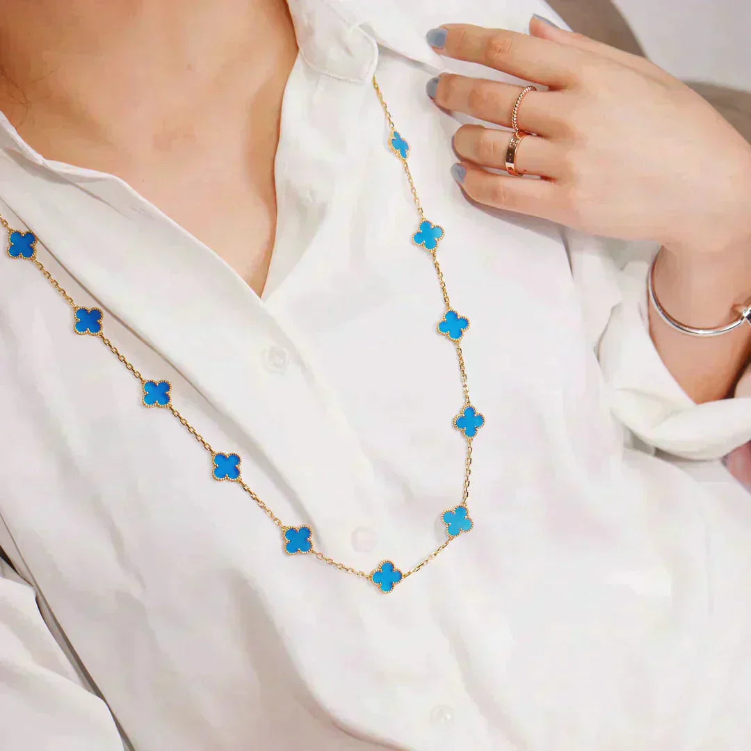 [✨Rose💎]TRÈFLE 20 MOTIFS TURQUOISE OR