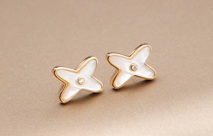 [✨Rose💎]Boucles d'oreilles en or rose et diamants JEUX DE WHITE MOP