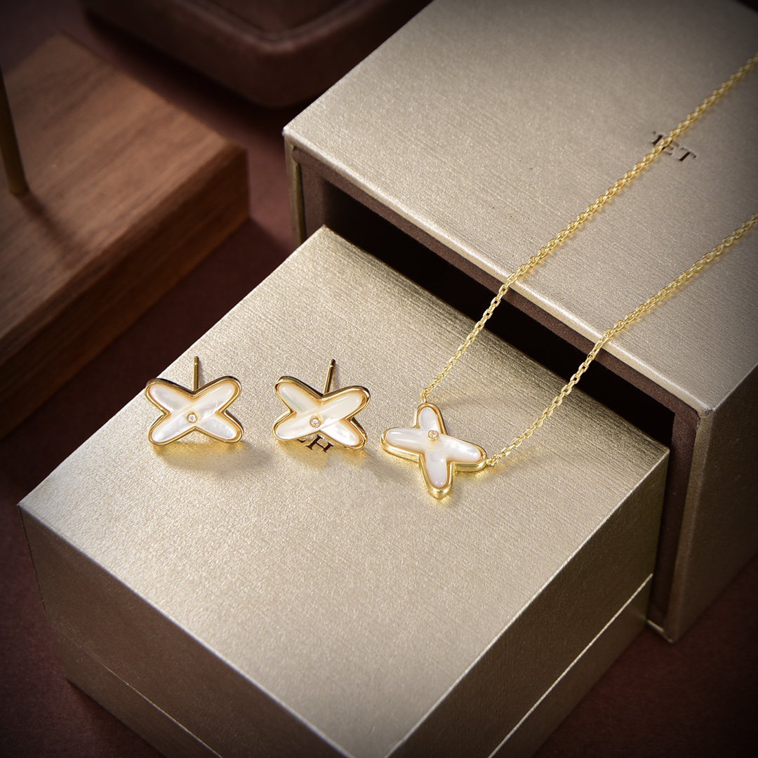 [✨Rose💎]Boucles d'oreilles Jeux de Nacre Blanche Or Diamant