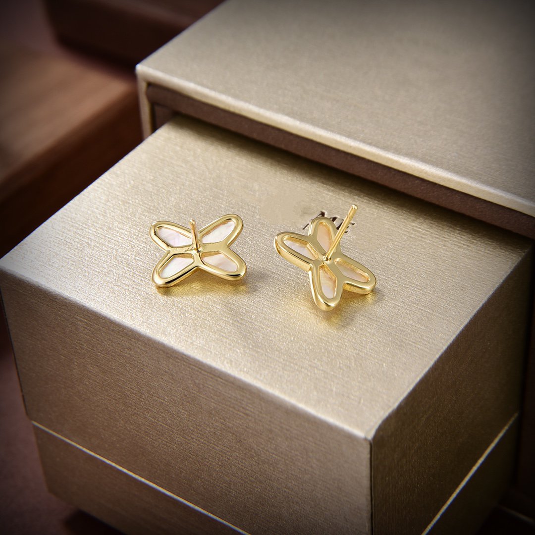 [✨Rose💎]Boucles d'oreilles Jeux de Nacre Blanche Or Diamant