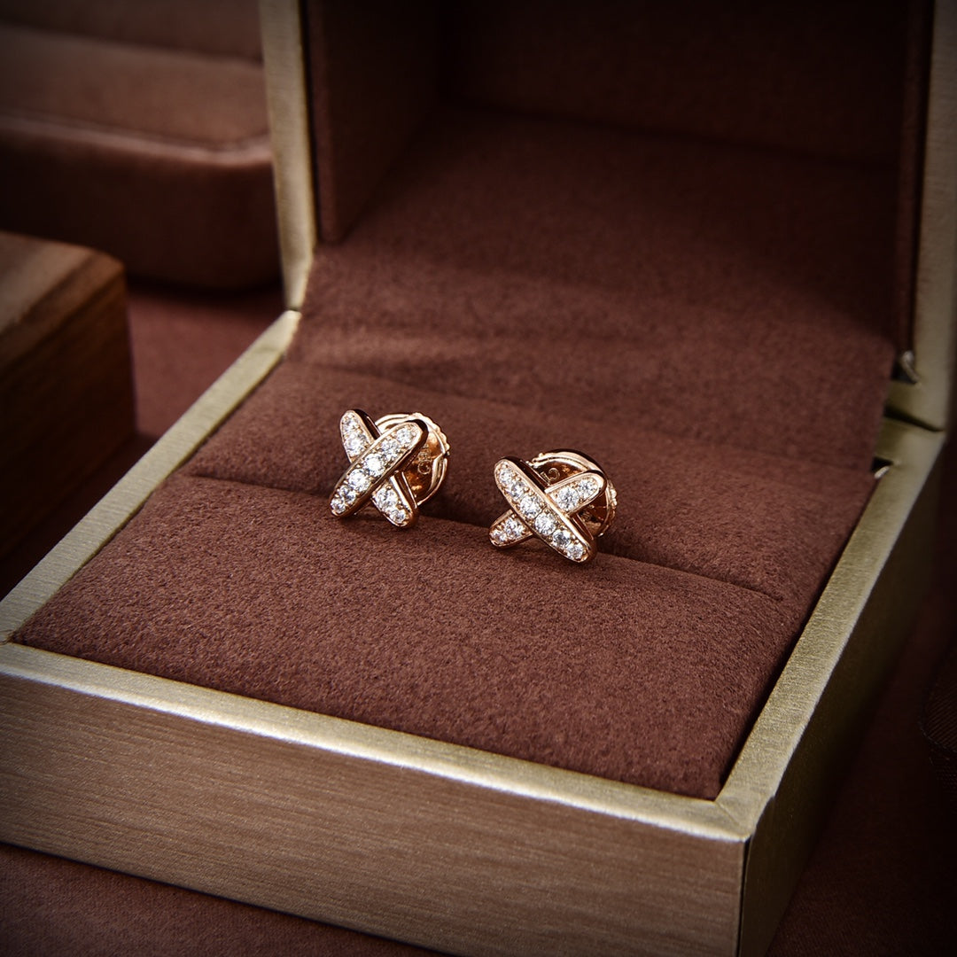 [✨Rose💎] BOUCLES D'OREILLES JEUX DE OR DIAMANT